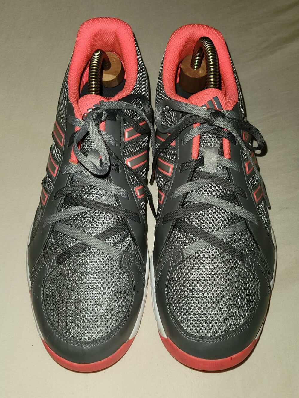 Adidas Women's Grey and Coral Athletic Sneakers 10